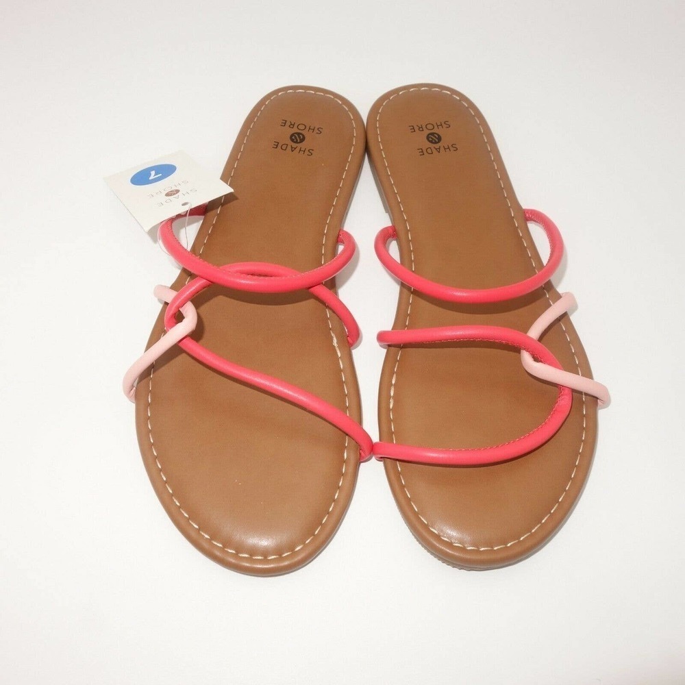 NEW Shade & Shore Coral Pink Bali Rope Strappy Sandals Women's Size 7